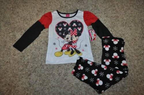 Girls Pajamas 2 Pc Disney Minnie Mouse Long Sleeve Top & Fleece Pants $36-sz 4/5 - $14.85