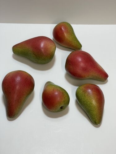 Primary image for Set 6 Green/ Red Pears Plastic Fruit