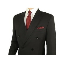 Men Apollo King Double Breasted Formal Business Suit Pleated Pants DM21 Black image 5