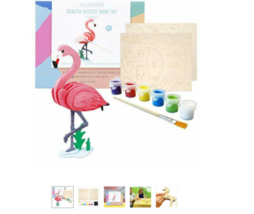 Allessimo 3D Paint Puzzle Reality Wooden (Flamingo - 22pcs) Model Paint Kit  - £22.87 GBP