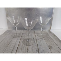Vintage Etched Champagne Glasses Set 3 Fostoria Woodland Circa 1922 Tall... - £70.38 GBP