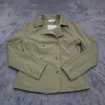 Isaac Mizrahi Jacket Womens M Beige Long Sleeve Double Breasted Nylon Bl... - $29.68