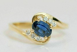2Ct Oval Sapphire &amp; Diamond Bypass Engagement Ring 14K Yellow Gold Finish - £80.50 GBP