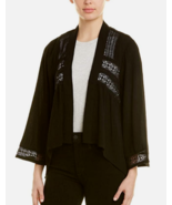 Jack Women&#39;s Layla Open Front Hi-Low Hem Jacket with Lace Trim Sz M Blac... - $29.99