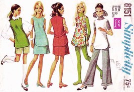 Misses&#39; Tunic, Skirt, Pants &amp; Shorts Vtg 1969 Simplicity Pattern 8151 Size 10 - £9.26 GBP