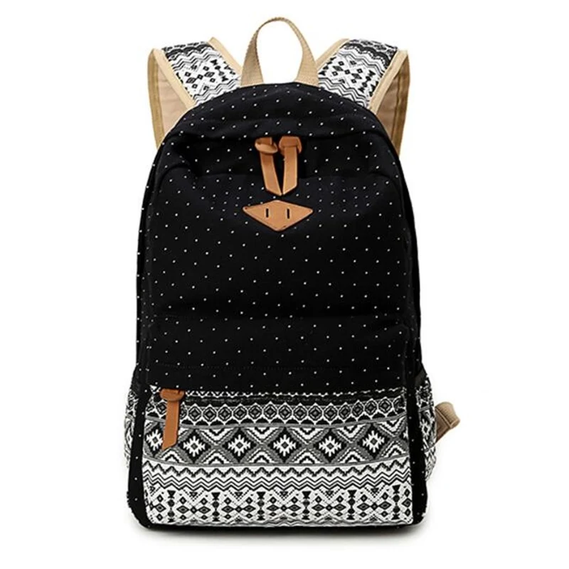 Women Canvas Backpacks Women&#39;s Backpack Fashion Dot Female School bags f... - £36.23 GBP