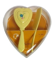 Vintage Nursery Needs Baby Brush &amp;  Comb Set Yellow Made In USA - £15.85 GBP