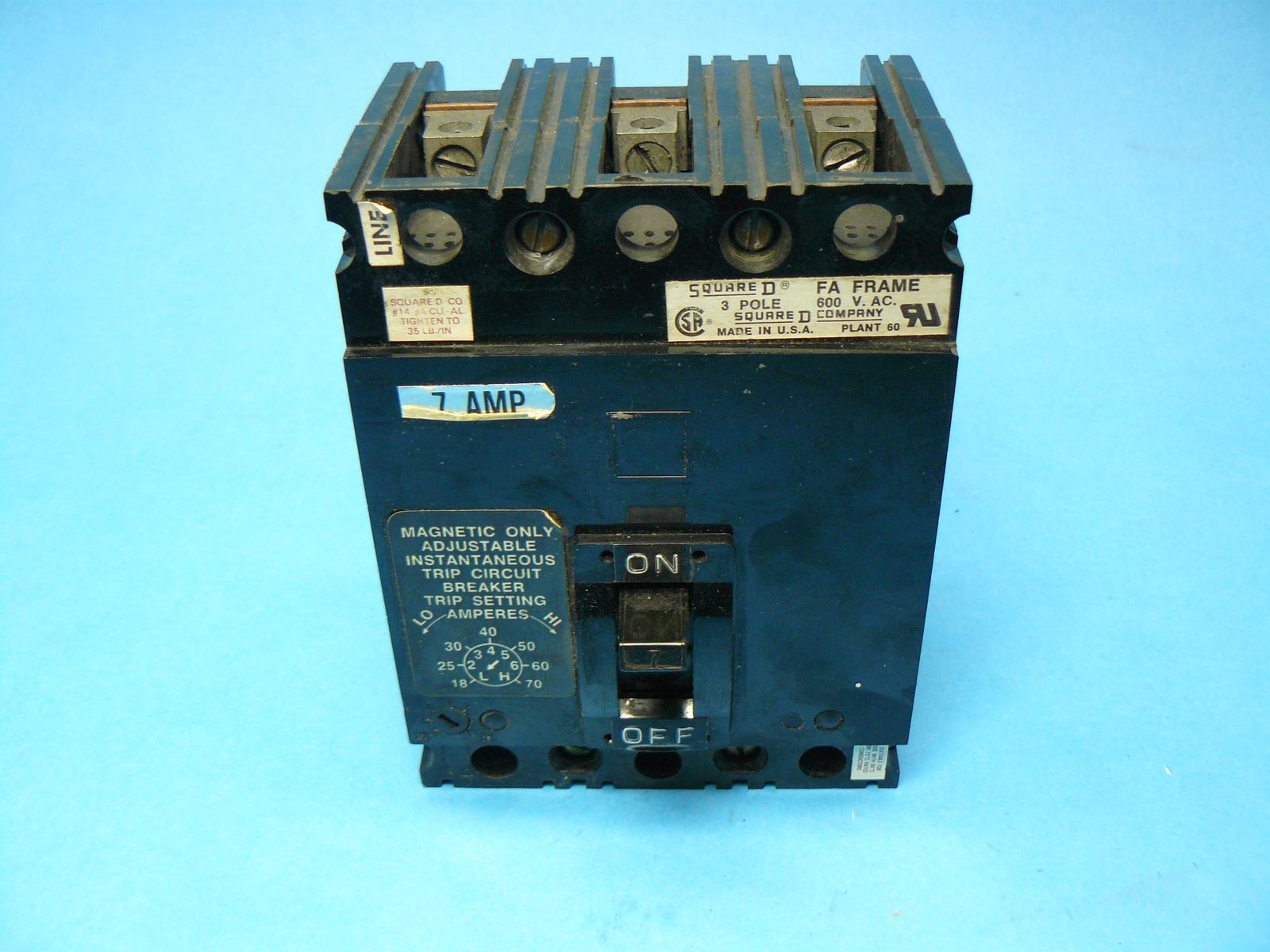 Square D FAL36007-12M Motor Circuit Protector 3 Pole 7 Amps 600 VAC Blac... - $29.99