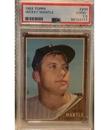 Authenticity Guarantee 
1962 Topps #200 Mickey Mantle ** PSA Good+ 2.5 *... - £277.91 GBP