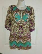 Nicole by Nicole Miller Boho Embellished Pullover Tunic Top Blouse Size 14 - £7.46 GBP
