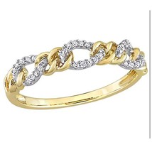 Natürlich Diamant Akzent Kubanische Verbindung Hochzeits Band IN 14K Gelb Gold - $156.90