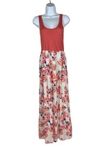 Mudd Knit To Woven Maxi Dress Womens Size Small Melon Floral Print Sleeveless - £14.36 GBP