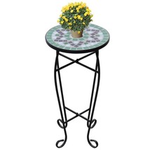 Outdoor Indoor Garden Patio Unique Iron Mosaic Side Table Plant Stand Ta... - £38.36 GBP+