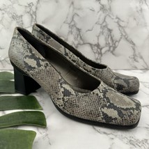 Caressa Womens Vintage Y2k Square Toe Pumps Heels Size 8.5 Gray Snakeski... - $44.54