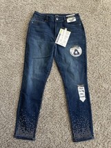 D Jeans Womens Size 6 Blue Mid Rise Skinny Stretch Denim Casual Gem Spar... - £13.41 GBP