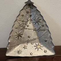 Vintage Hallmark Silver Plated Christmas Tree Shaped Tray Candy Dish - £9.51 GBP