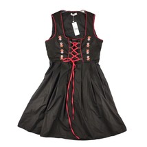 NWT Jasambac Dirndl Oktoberfest Tie-Up Front XL Dress Peasant Embroidered Flower - £19.33 GBP