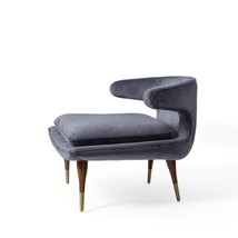 Eider Mid-Century Modern Danish Velvet Chair - Dark Grey - Brass Tips - £1,769.52 GBP