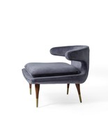 Eider Mid-Century Modern Danish Velvet Chair - Dark Grey - Brass Tips - £1,747.40 GBP