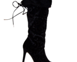 QUPID Milia Black Embossed Velvet 2 way Over or Under the Knee Boots siz... - $39.56
