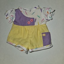 VTG Cabbage Patch Kids CPK Pencil Crayon Outfit Doll Clothes Yellow Purple 1989 - £30.93 GBP