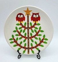 Signature Housewares Room Creative Christmas Owls 6&quot; Snack Plate/Saucer ... - £4.65 GBP