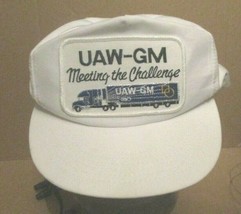 UAW GM Meeting the Challenge Patch White Ball Cap Hat Nice - £7.41 GBP