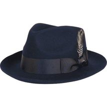 Mens Bruno Capelo Hat Australian Wool Fedora Teardrop Crown Fabio FB224 Navy image 2