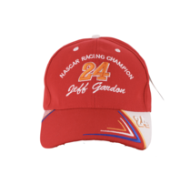 NOS Vintage 90s NASCAR Jeff Gordon Racing Striped Spell Out Dad Hat Cap Red #24 - £19.29 GBP