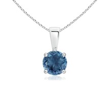 ANGARA Natural London Blue Topaz Solitaire Pendant Necklace in Silver (5mm) - £100.52 GBP+