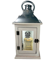 Elanze Designs Distressed Grey Wood Glass Decorative Candle Lantern 14” - £51.11 GBP