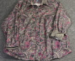 Chaps No Iron Button Up Shirt Women&#39;s Size 2X Red Paisley Floral Long Sl... - $19.74