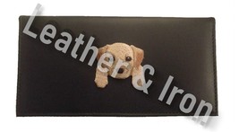 Golden Retriever Puppy Design Leather Checkbook Cover - £19.48 GBP