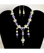 DietzJewels Lemon Chrysoprase Purple Crystal Glass Sterling Necklace Ear... - £117.91 GBP