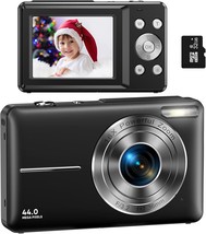 Kids Camera With 32Gb Card, Fhd 1080P 44Mp Vlogging Camera With Lcd, Black. - £37.00 GBP