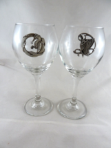Wine Goblet with Pewter Dragon Emblem &amp; Fairy emblem w large butterfly wings 8&quot; - £43.51 GBP