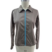 Nike Dry Fit  Tan Golf Jacket Turquoise Blue Stitching Womens XL - $30.29