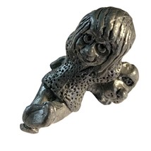 Miniature Pewter Little Girl Sitting with Dog Puppy 1.5 in - £12.44 GBP