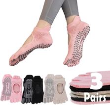 Women's 3-Pair Breathable 5-Toe Non-Slip Yoga Socks - Ideal for Home and... - $35.59