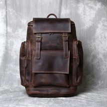 NZPJ Retro Leather Men&#39;s Backpack First Layer Leather Travel Backpack Large Capa - £314.10 GBP