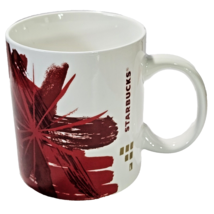 Starbucks 2014 Red Flower Style Burst 12oz Coffee Mug Christmas - $13.98