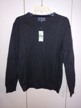 CLUB ROOM MEN&#39;S GRAY COTTON V-NECK PULLOVER SWEATER-L-NWT-$50 TAG-NICE - £15.96 GBP