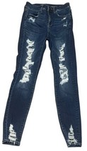 American Eagle 6 Long Women’s Distressed Dark Wash Skinny Jeans GREAT CONDITION  - £19.32 GBP