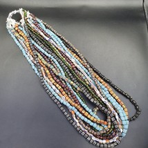 10 Stränge Vintage AFRIKANISCH Multicolor Streifen GLASPERLEN 5-7MM Hals... - $91.71