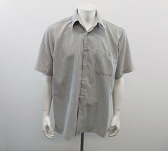 Uomo Handsome Button Up Short Sleeve Shirt Men&#39;s Size Large Gray Striped... - $10.87