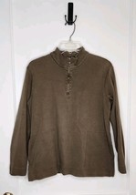 Size Medium Peruvian Connection 100% Pima Cotton Army Green Quarter Zip Top - $18.79