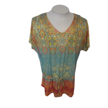 Live and Let Live women top tunic sz M colorful sparkle hippie chick fes... - £17.98 GBP