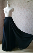 Black Chiffon Maxi Skirt Outfit Women Custom Plus Size Side Split Chiffon Skirt - £52.14 GBP
