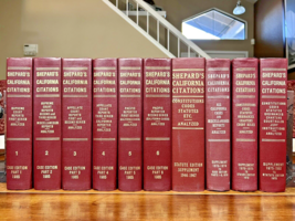 (10) 1985 SHEPARD&#39;S CALIFORNIA CITATIONS LAW BOOKS, CASE ED, STATUE ED, ... - £216.69 GBP