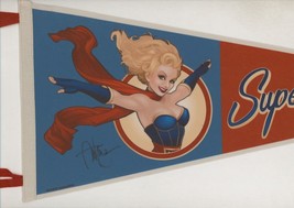 Ant Lucia SIGNED DC Bombshells Superman Art Pinup Girl Felt Pennant ~ Supergirl - £19.08 GBP